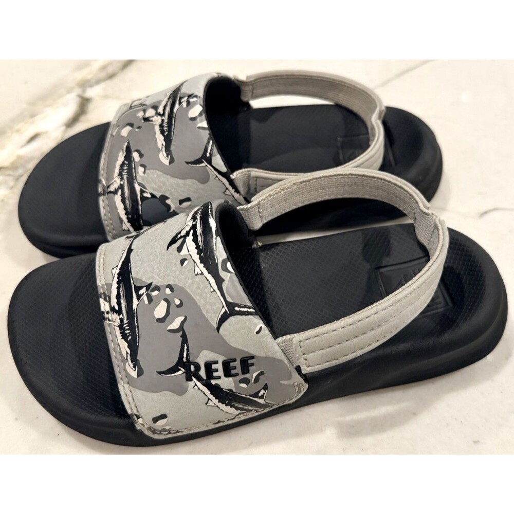 Reef Kids' One Slide Sandals - Grey Camo Shark (Size 12)